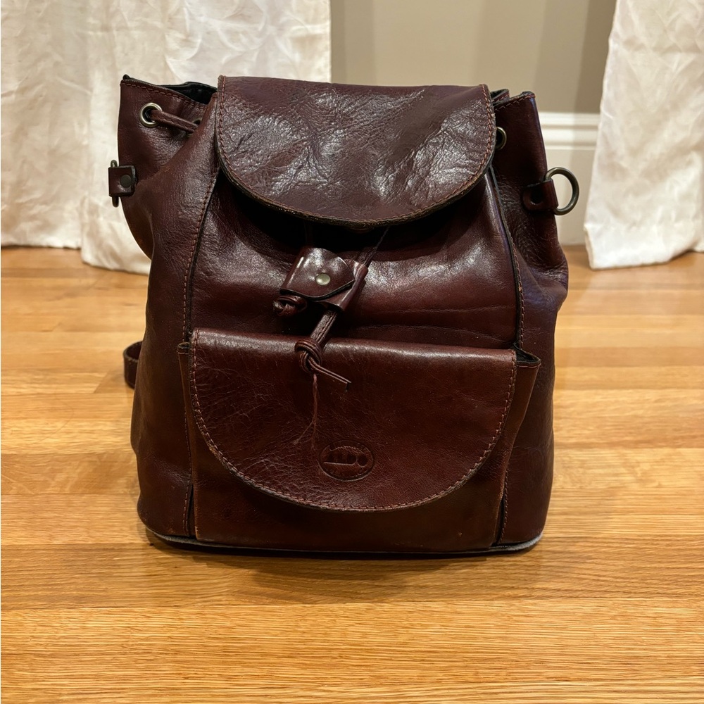 80s Aldo Brown Leather Backpack/Crossbody Bag